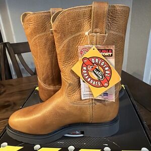 Justin Work Boots Men's 7.5 EEE 10" Copper Caprice Pull On Wide